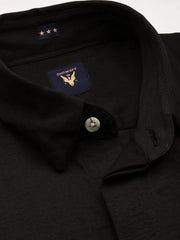 Men Black Solid Casual Shirt-ELECTRAPLAIN-4530-Black