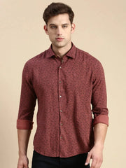 Men Mauve Printed Casual Shirt-COREPRINT-5426-Mauve