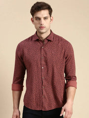 Men Mauve Printed Casual Shirt-COREPRINT-5426-Mauve
