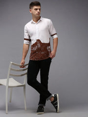 Men White Printed Casual Shirt-LARGEPRINT-1665-White