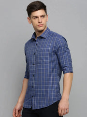 Men Blue Checked Casual Shirt-DALTONCHECKS-4097-Blue