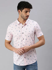 Men Pink Striped Casual Shirt-ROSEPRINT-1047-Pink