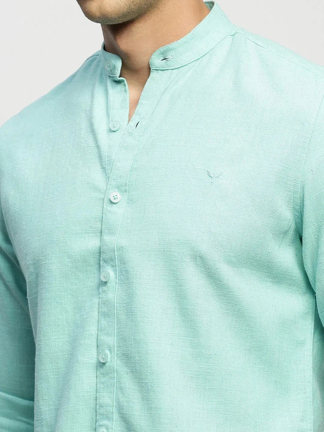 Green Solid Cotton Mens Shirt - Casual Style | DesiQlo