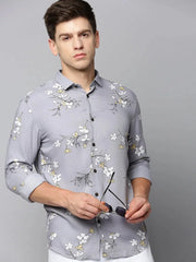 Men Grey Printed Casual Shirt-EECOPRINT-2049-Grey