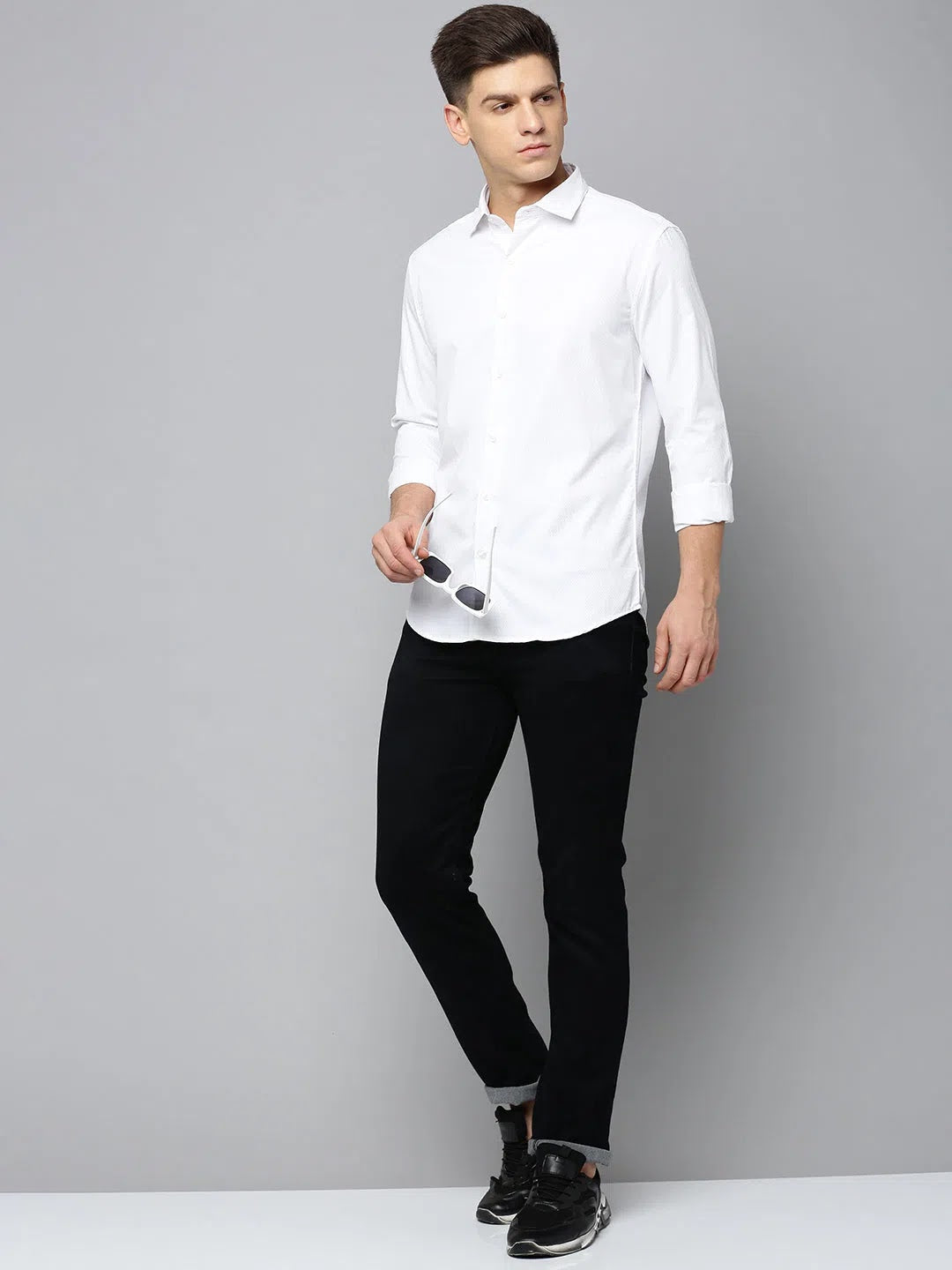 Shop Men's White Solid Cotton Shirt | Casual & Formal Shirts