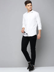 Men White Solid Casual Shirt-PARXPLAINDOBBY-3147-White