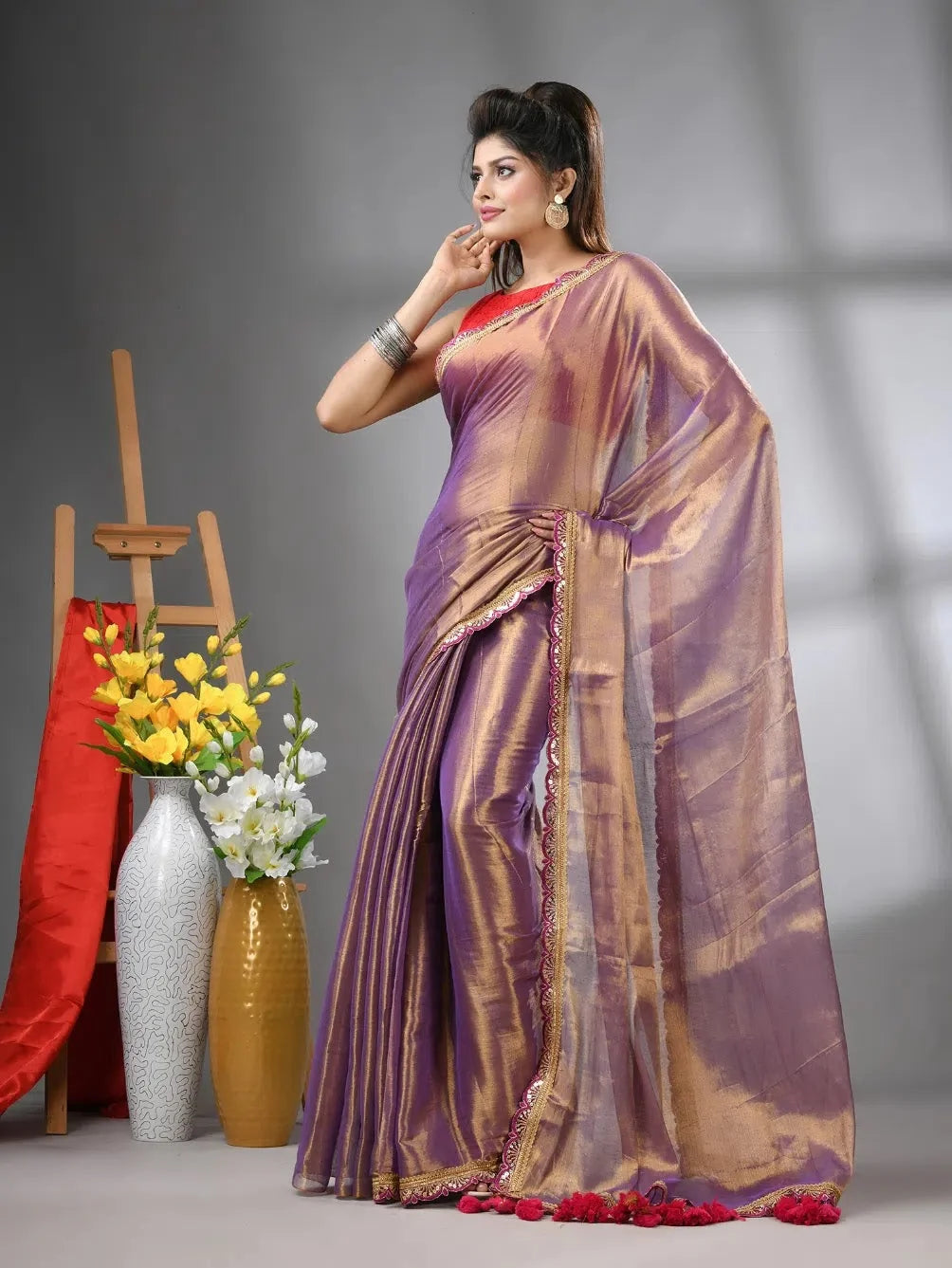 Purple Cotton Tissue Saree | Designer Sarees India