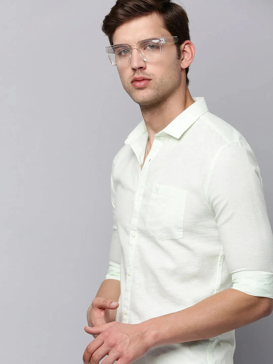 Green Cotton Shirt for Men - Solid Casual Fit | DesiQlo