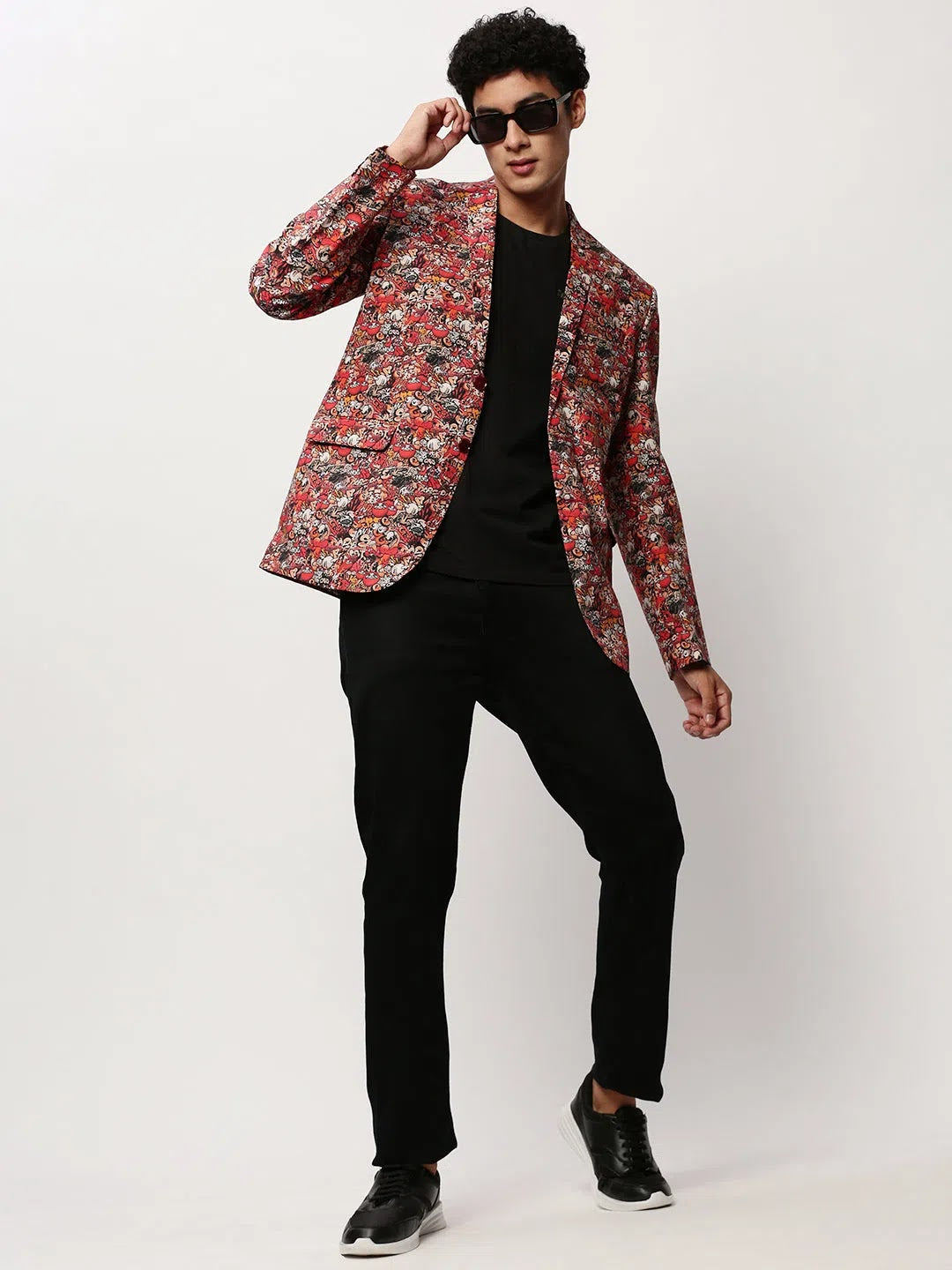 Rust Printed Men's Cotton Casual Blazer | Indian Nehru Jackets
