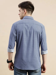 Men Blue Geometrical Casual Shirt-DAITON-3442-Blue