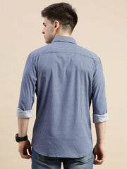 Men Blue Geometrical Casual Shirt-DAITON-3442-Blue