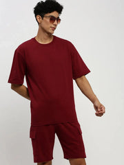 Men Maroon Solid Co ordSet-AR-CD-15-Maroon