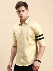 Men Beige Solid Casual Shirt-CHERRY-0319-Beige