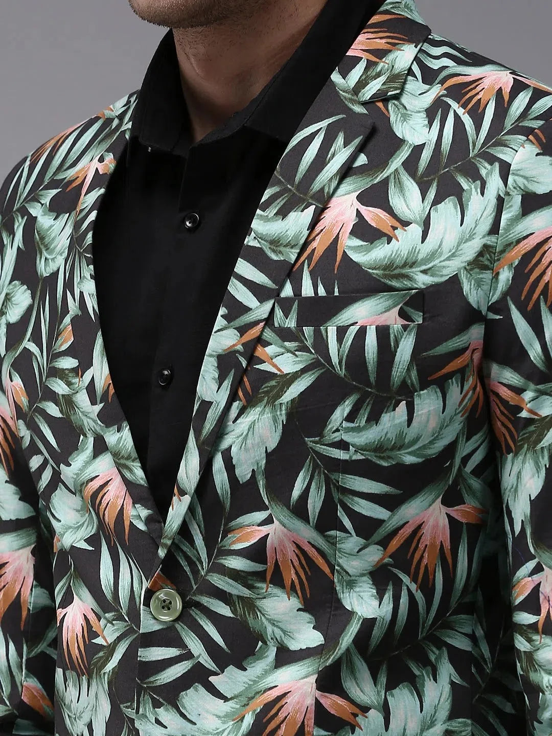 Grey Printed Blazer: Men's Ethnic Wear - DesiQlo Blazers