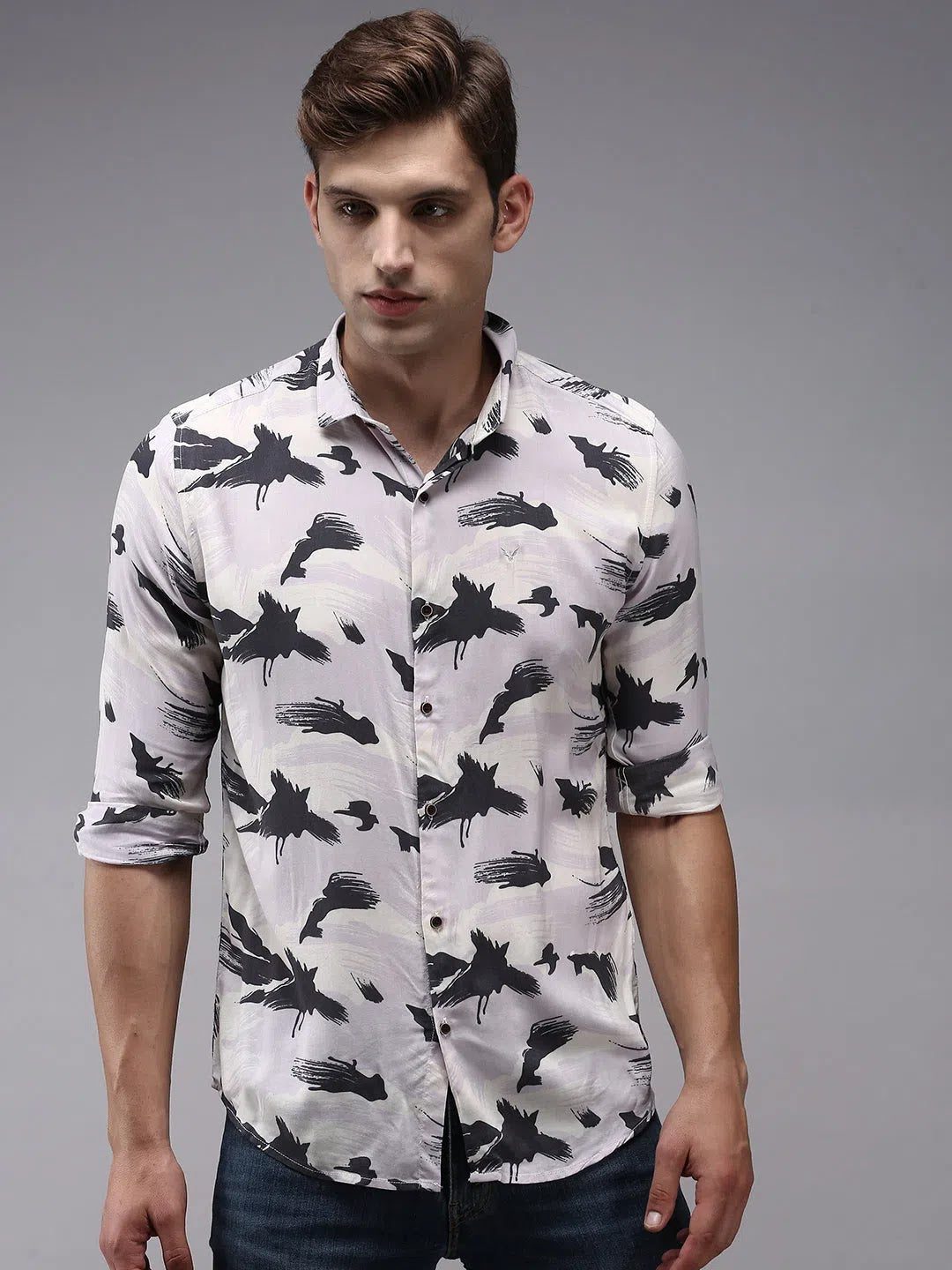 Purple Printed Casual Shirt for Men | Viscose Printed Shirt