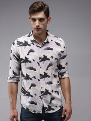 Men Purple Printed Casual Shirt-OMANPRINT-1582-Lavender