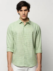Men Green Striped Casual Casual Shirts-TAROSTRIPE-601-Green