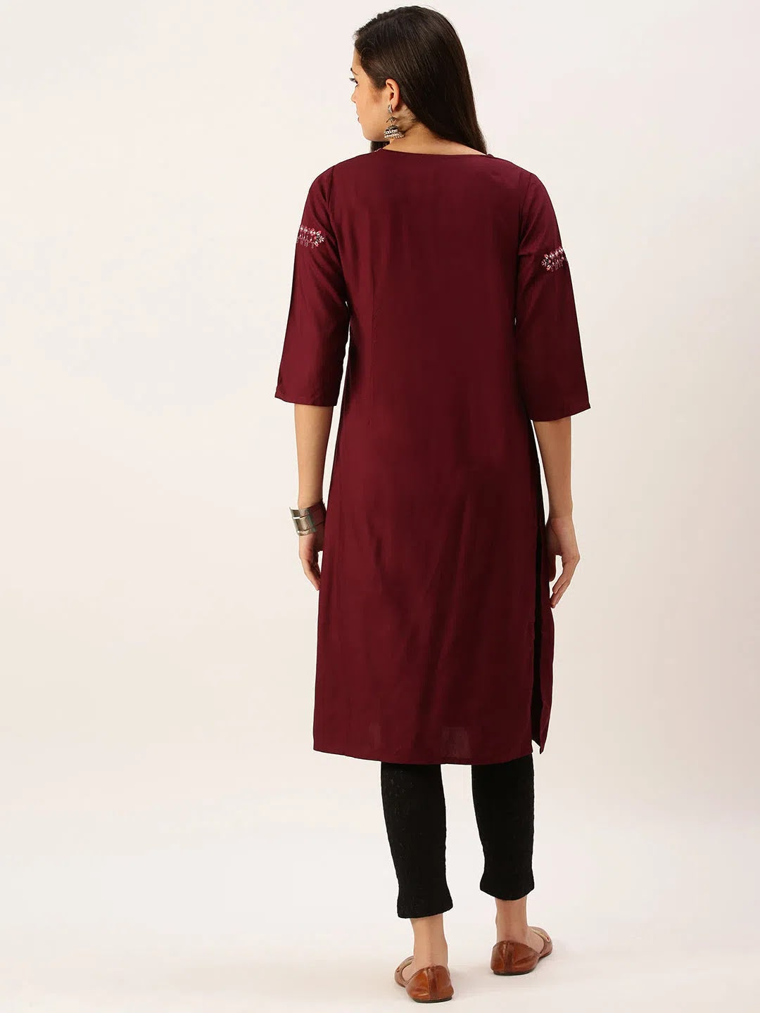 Magenta Embroidered Indian Kurtis for Ladies | DesiQlo