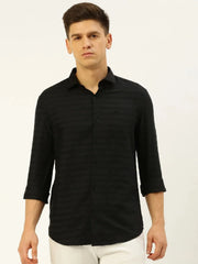 Men Black Solid Casual Shirt-PACIFICSTRIPE-4935-Black