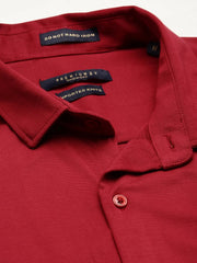 Men Red Solid Casual Shirt-MONTIKNITS-3370-Burgundy