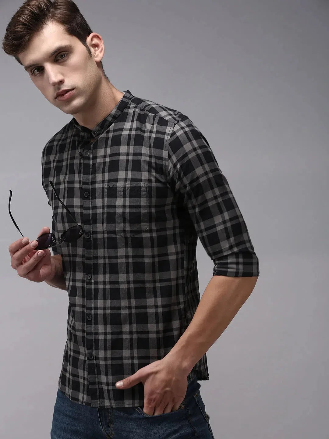 Men's Black Checked Shirt - Casual Cotton Shirt | DesiQlo