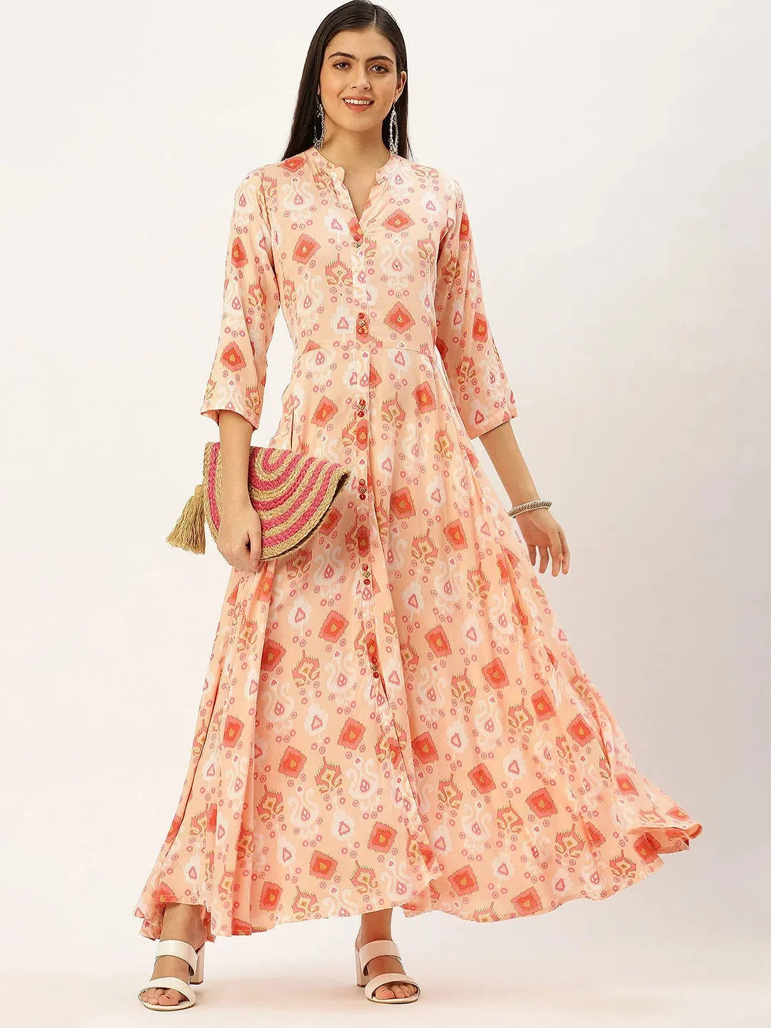 Pink Printed Anarkali Kurta for Women - DesiQlo Online