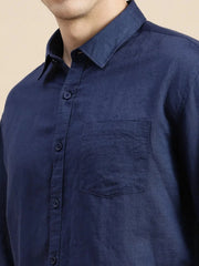Men Navy Solid Casual Shirt-SWALLOW-1767-Navyblue