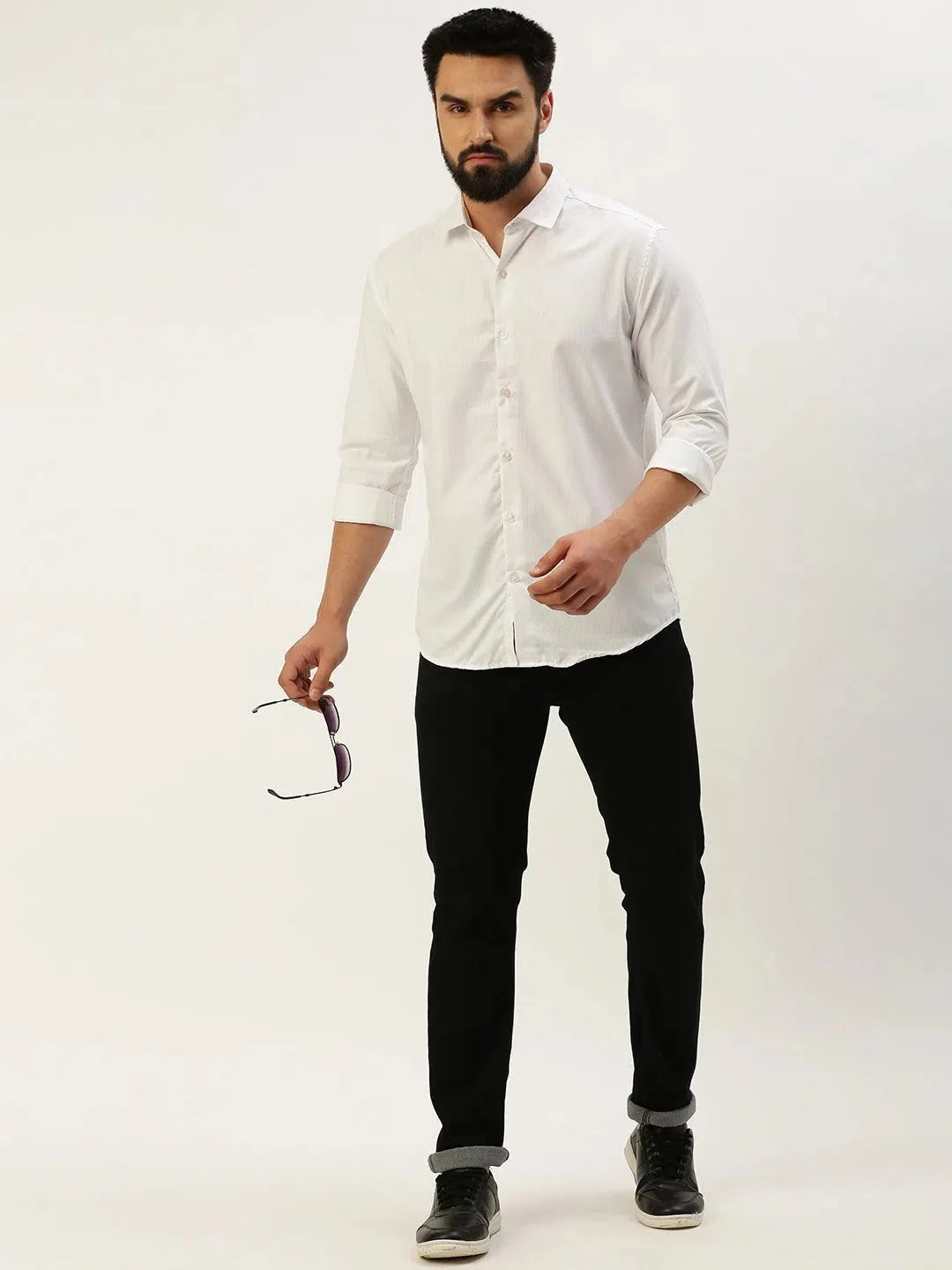 Authentic White Cotton Mens Shirt - Solid Casual Shirt | DesiQlo