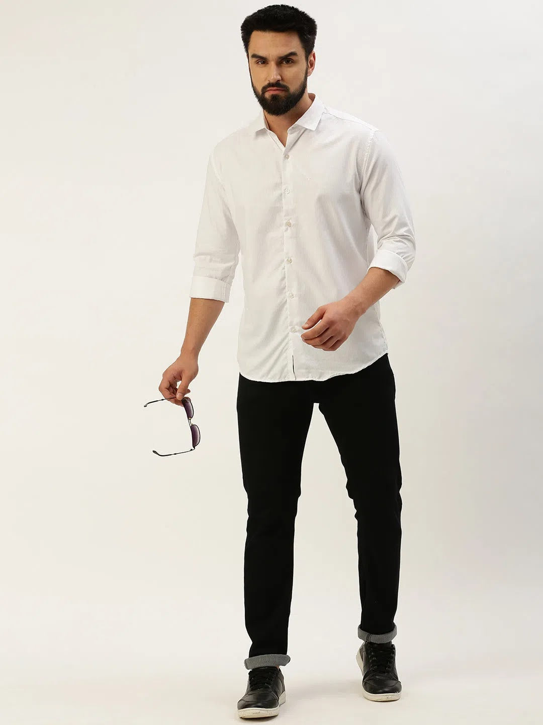 White Cotton Mens Shirt - Solid Casual Shirt | DesiQlo  