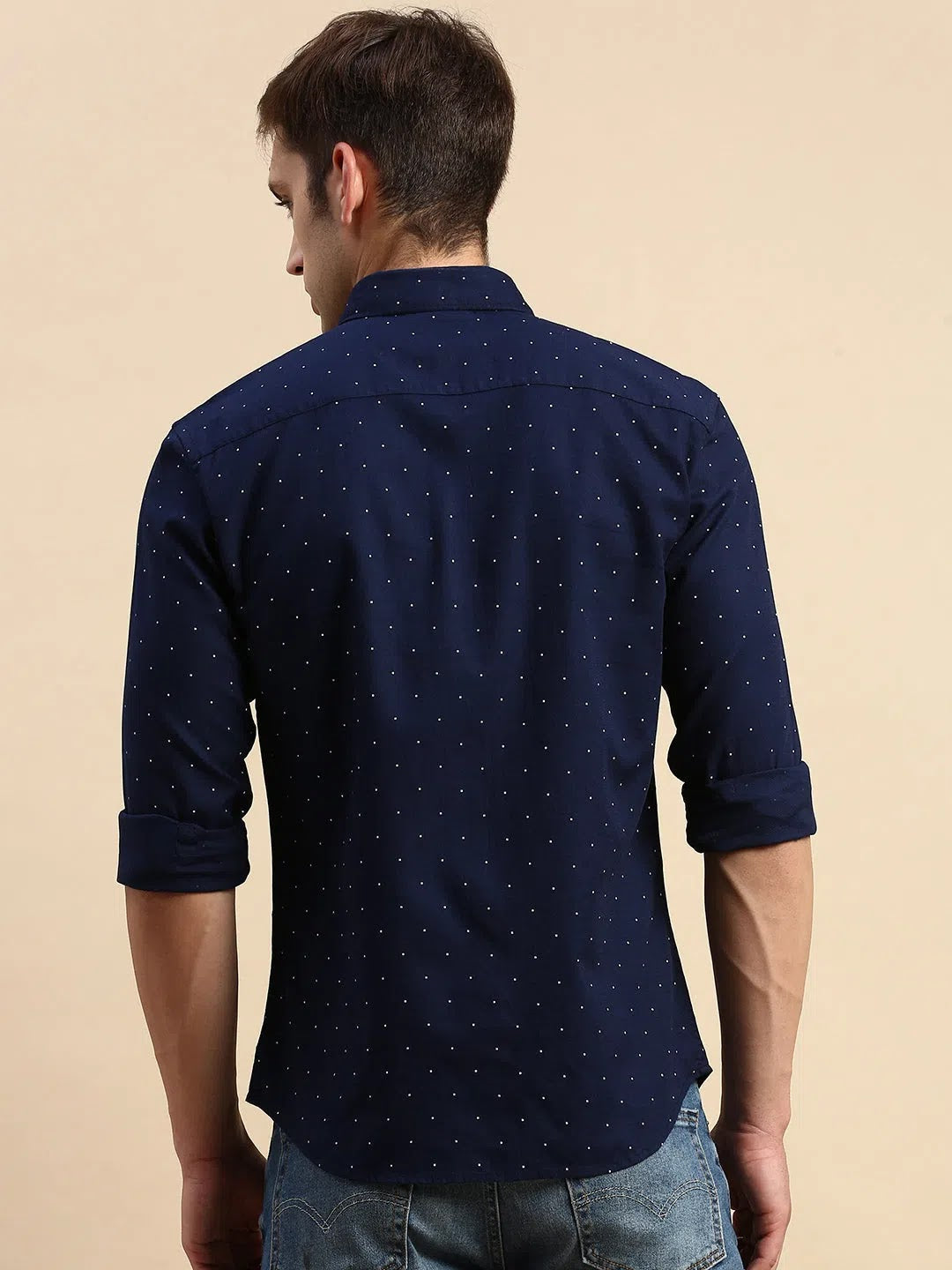Men's Navy Printed Cotton Shirt | Stylish Casual Wear