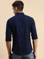 Men Navy Printed Casual Shirt-STAPLEPRINTS-0456-Navyblue