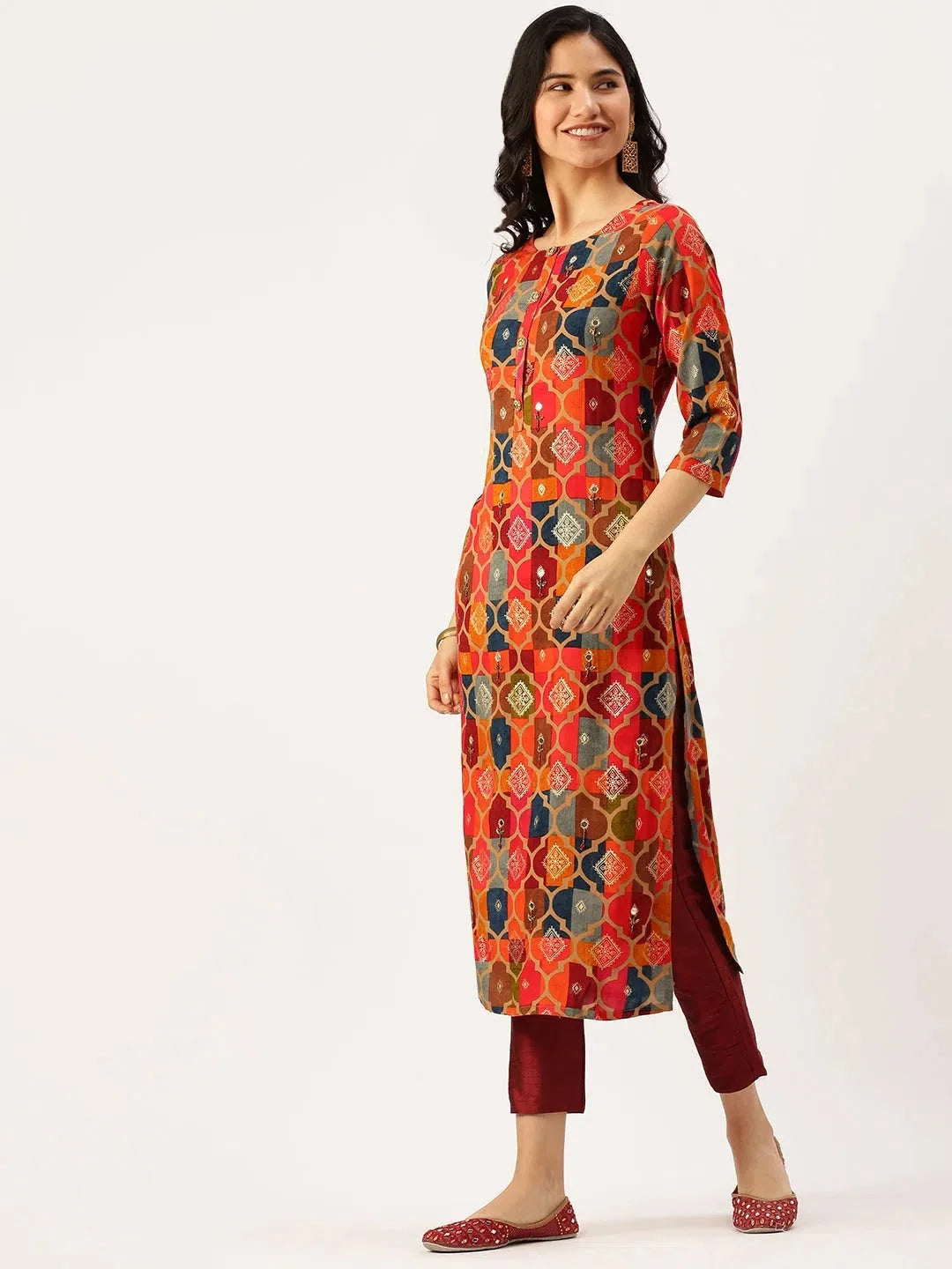 Colorful Printed Cotton Indian Kurti for Women - DesiQlo Multi
