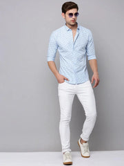 Men Blue Printed Casual Shirt-TKTPRINT-123-Blue