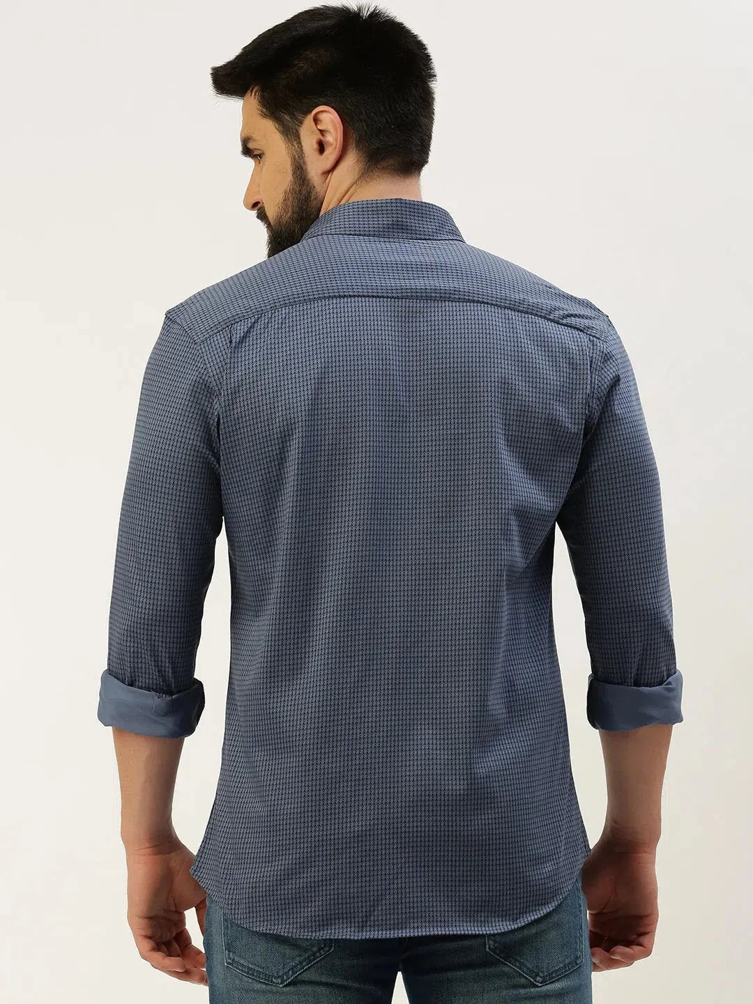Blue Printed Mens Shirt - Casual Cotton Shirt