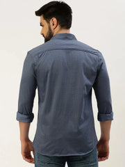 Men Blue Printed Casual Shirt-ATHERKNITS-4997-Blue