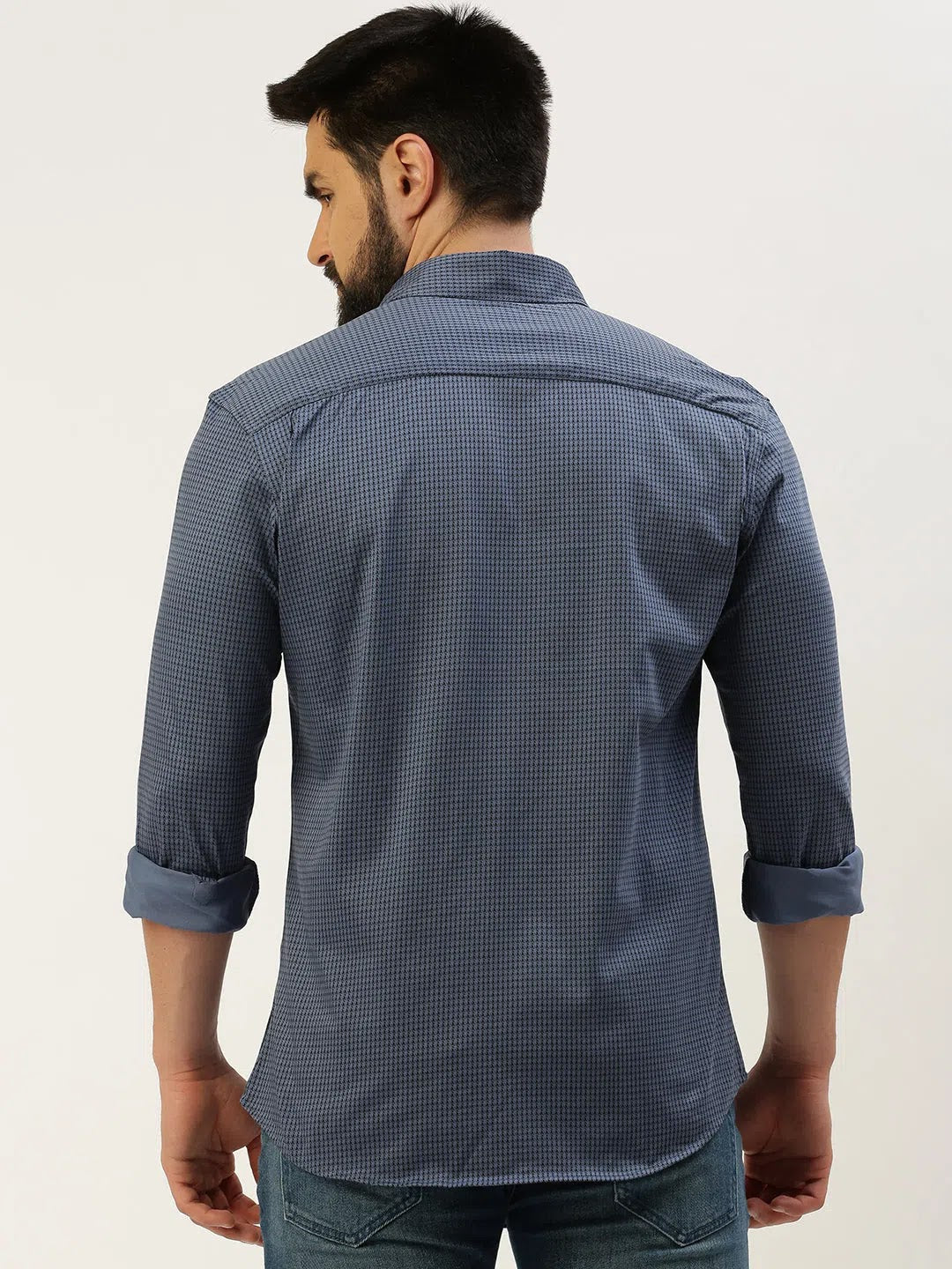 Blue Printed Mens Shirt - Casual Cotton Shirt