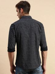 Men Black Printed Casual Shirt-STAPLEPRINTS-0454-Black