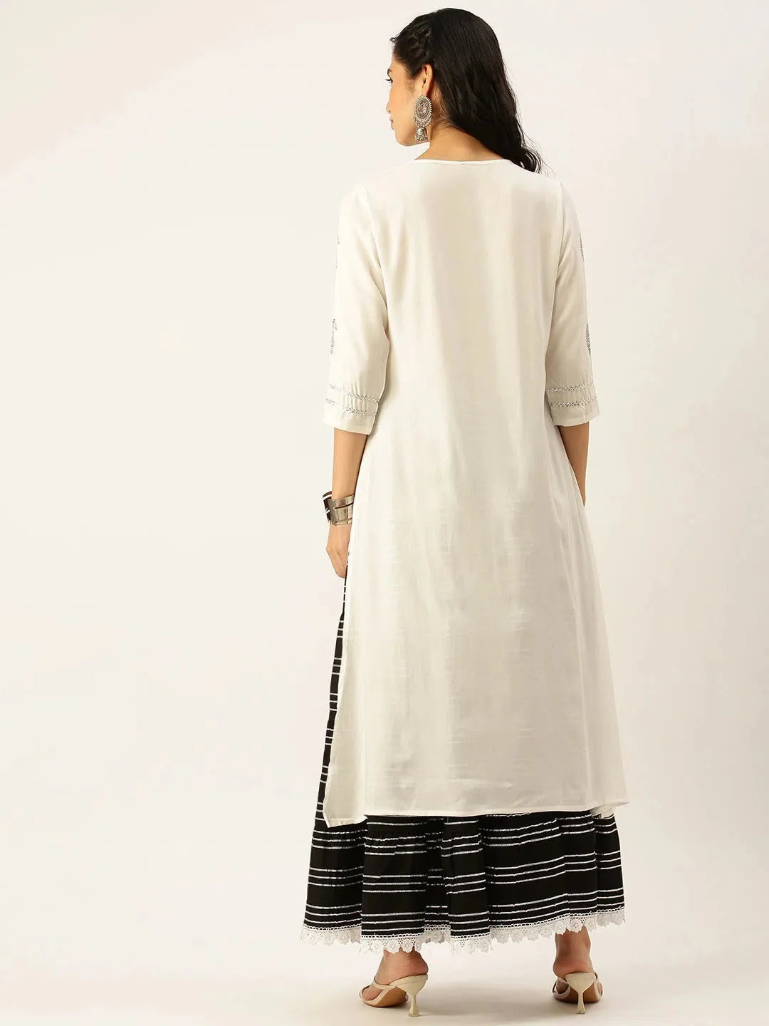 White Printed Cotton Indian Kurta Sets for Women | Showoff