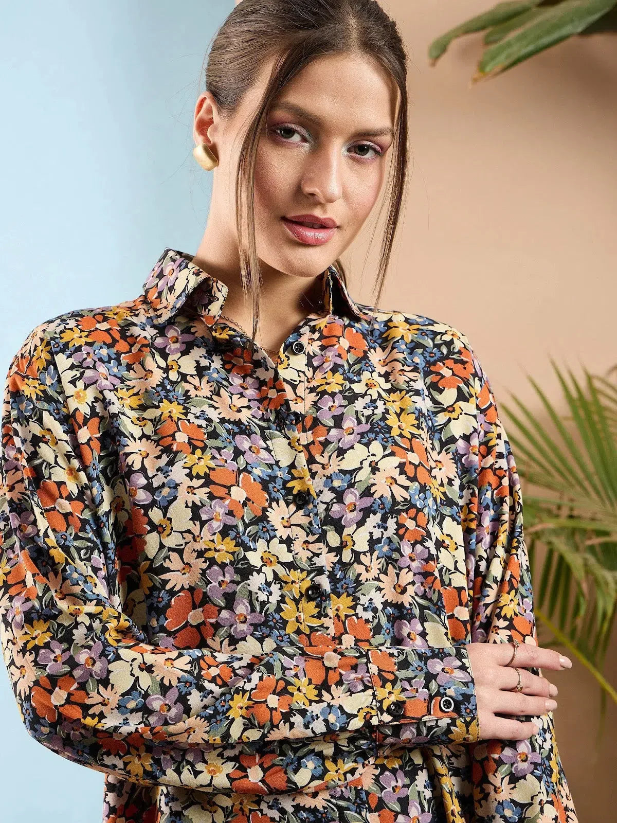 Floral Rayon Co Ord Sets Women: Oversize Shirt & Pants