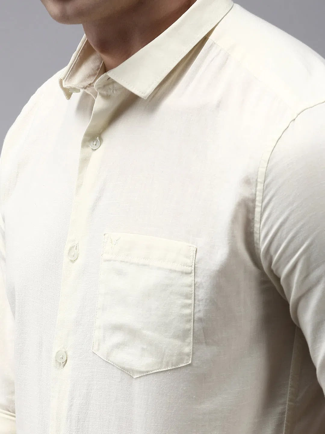 Beige Solid Mens Shirt - Cotton Casual Shirt | DesiQlo