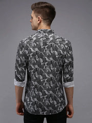 Men Black Printed Casual Shirt-PARKERPRINT-1546-Black