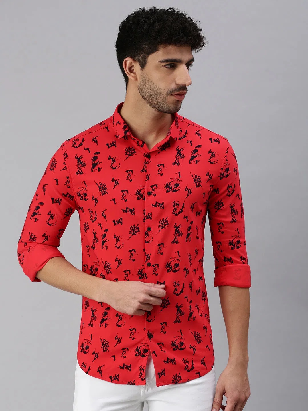 Red Printed Casual Shirt - Stylish Cotton Mens Shirt