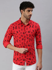 Men Red Printed Casual Shirt-STANDARDPRINT-1301-Red