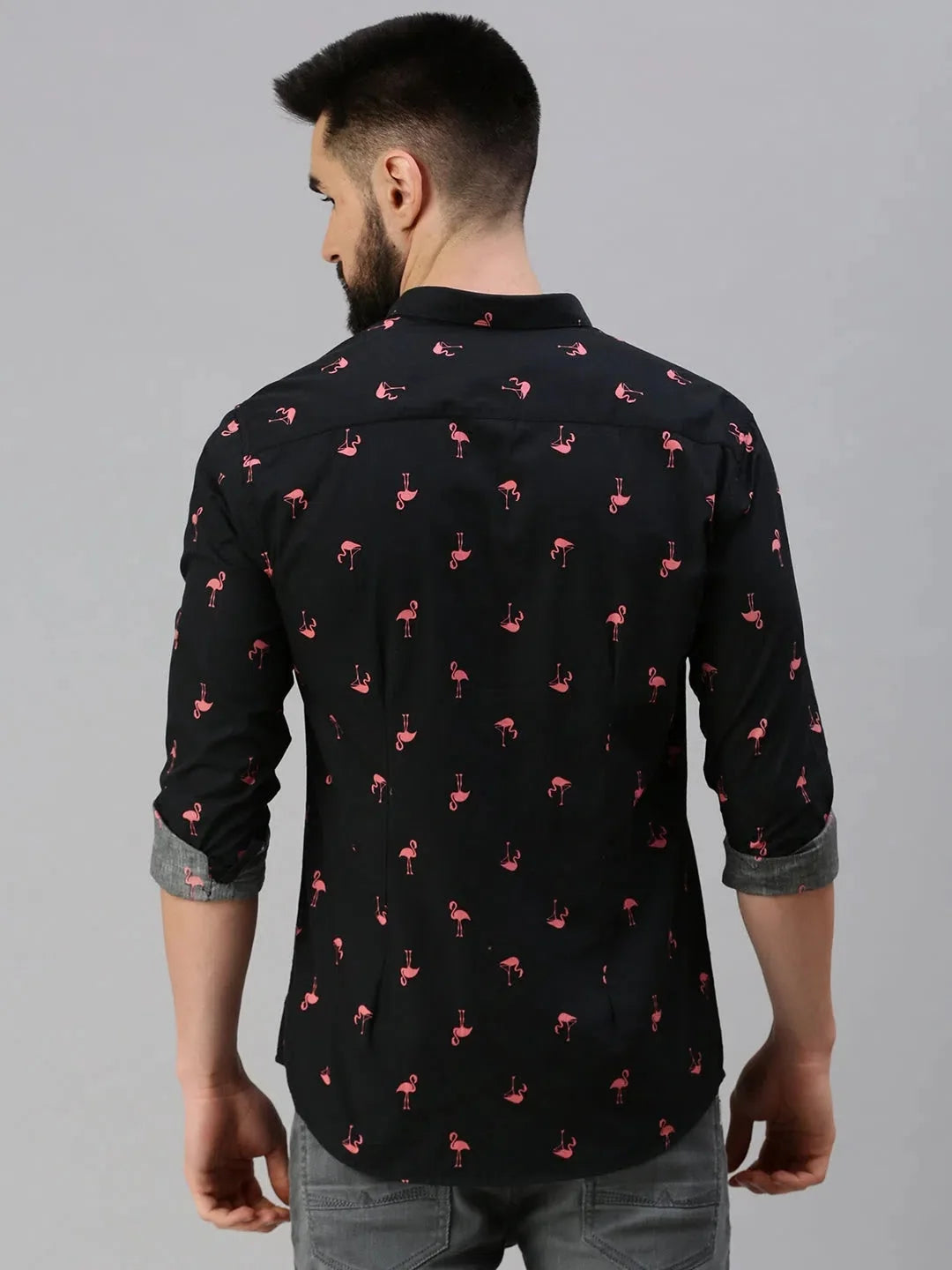 Men's Black Printed Shirt - Cotton Casual Shirt | DesiQlo