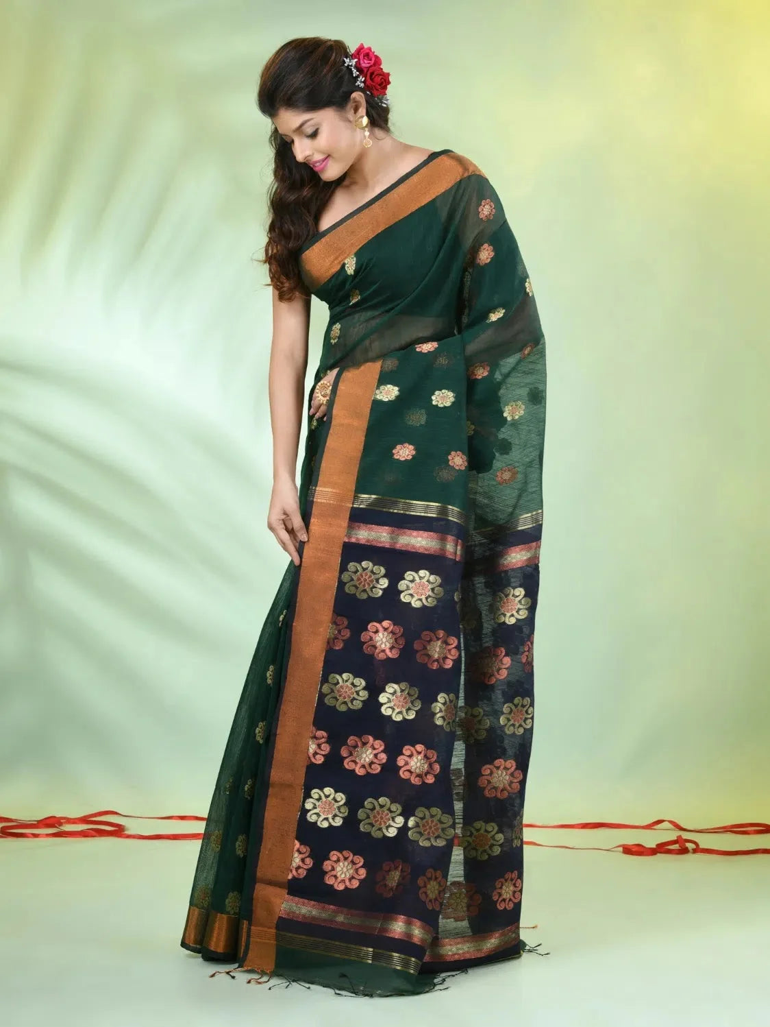 Green Cotton Saree - Designer Sarees India