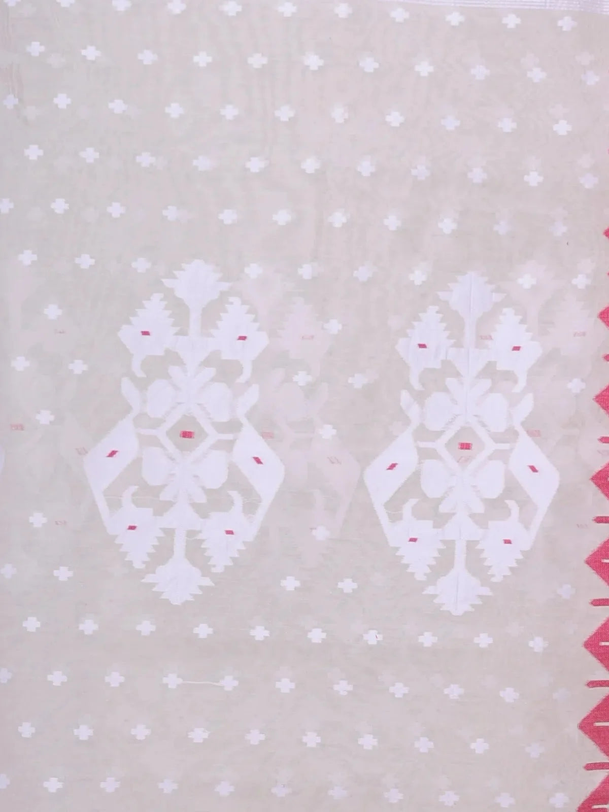 Off White Cotton Jamdani Saree | Indian Sarees