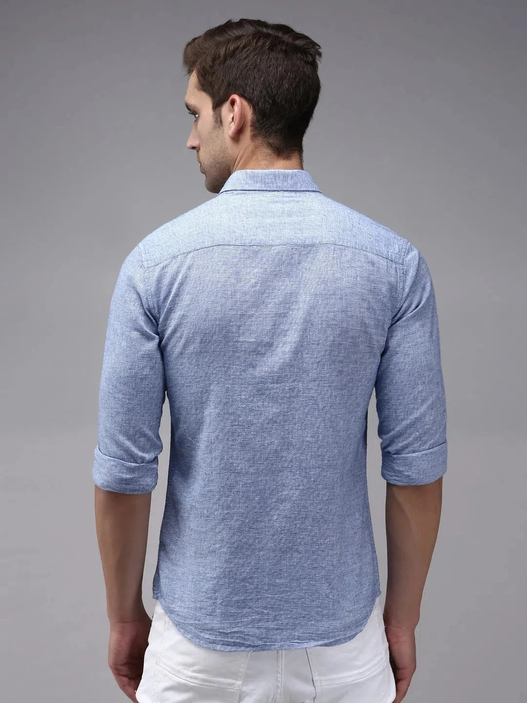 Men's Blue Solid Shirt - Premium Cotton Formal Shirts DesiQlo