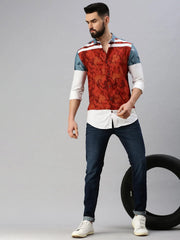 Men Red Printed Casual Shirt-HIGHPOWERPRINT-1273-Red