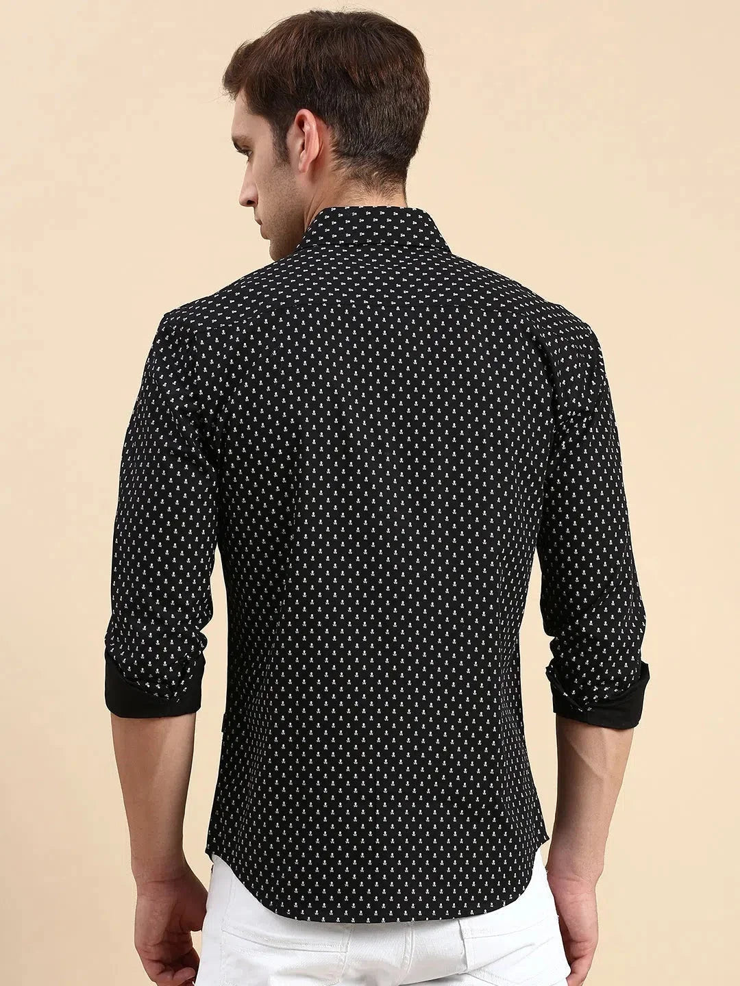 Classic Black Printed Mens Shirt | Cotton Casual Shirt - DesiQlo