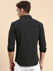 Men Black Printed Casual Shirt-IKIGAIPRINTS-8802-Black
